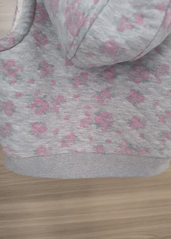 Kız Çocuk Gri Fermuarlı Kapüşonlu Yelek - Görsel 5