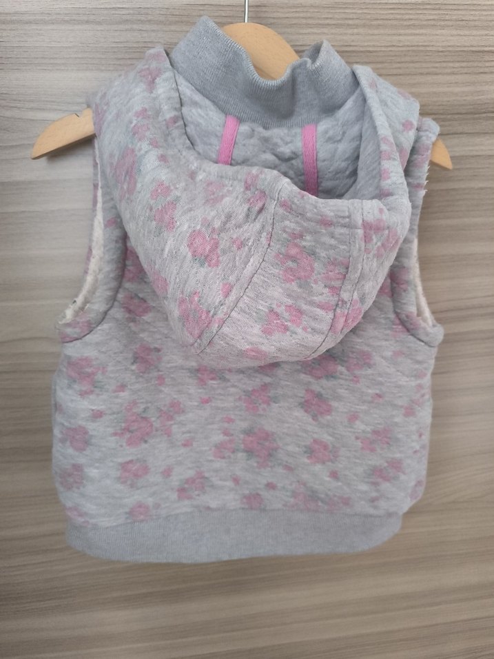 Kız Çocuk Gri Fermuarlı Kapüşonlu Yelek - Görsel 3