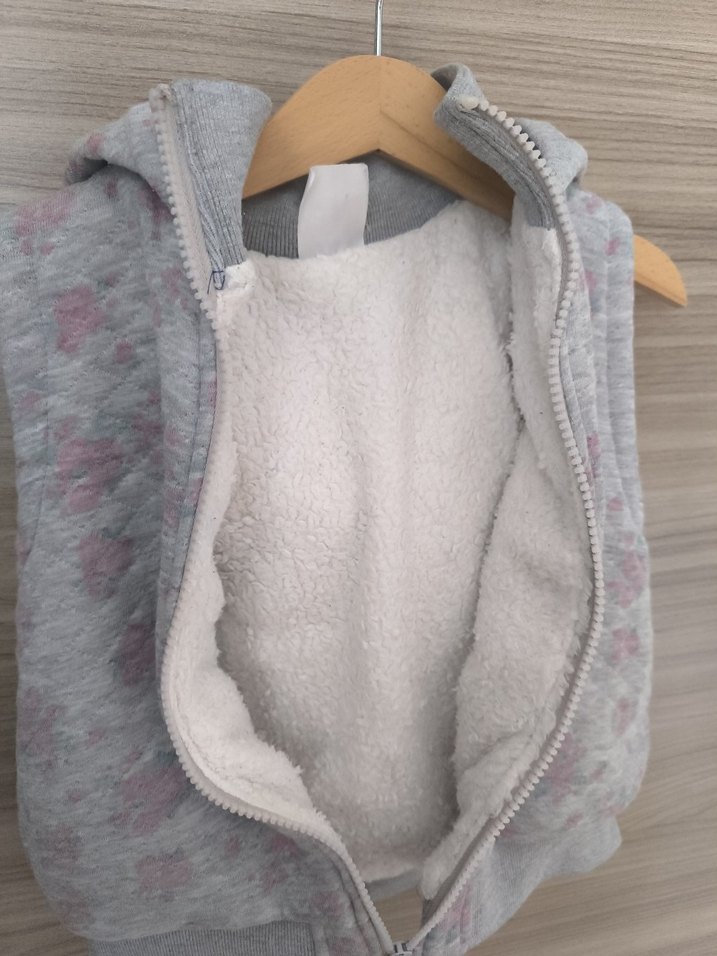 Kız Çocuk Gri Fermuarlı Kapüşonlu Yelek - Görsel 2