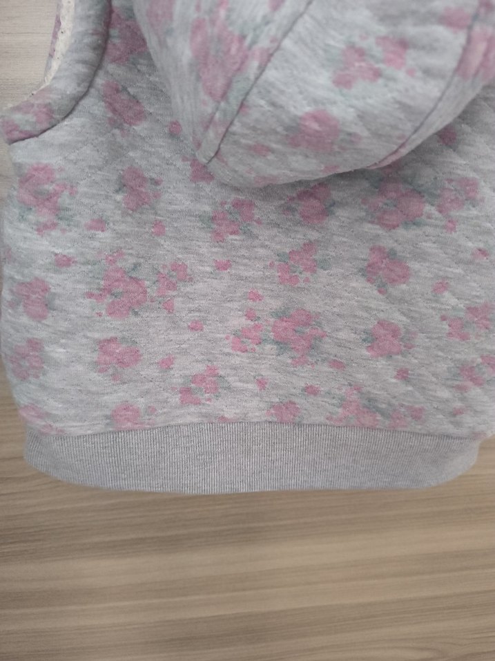 Kız Çocuk Gri Fermuarlı Kapüşonlu Yelek - Görsel 5