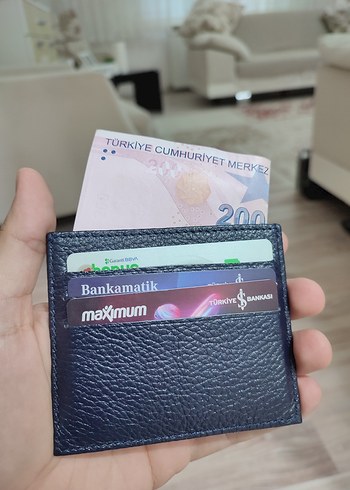 Lacivert Hakiki Deri Kartlık Cüzdan - Görsel 2