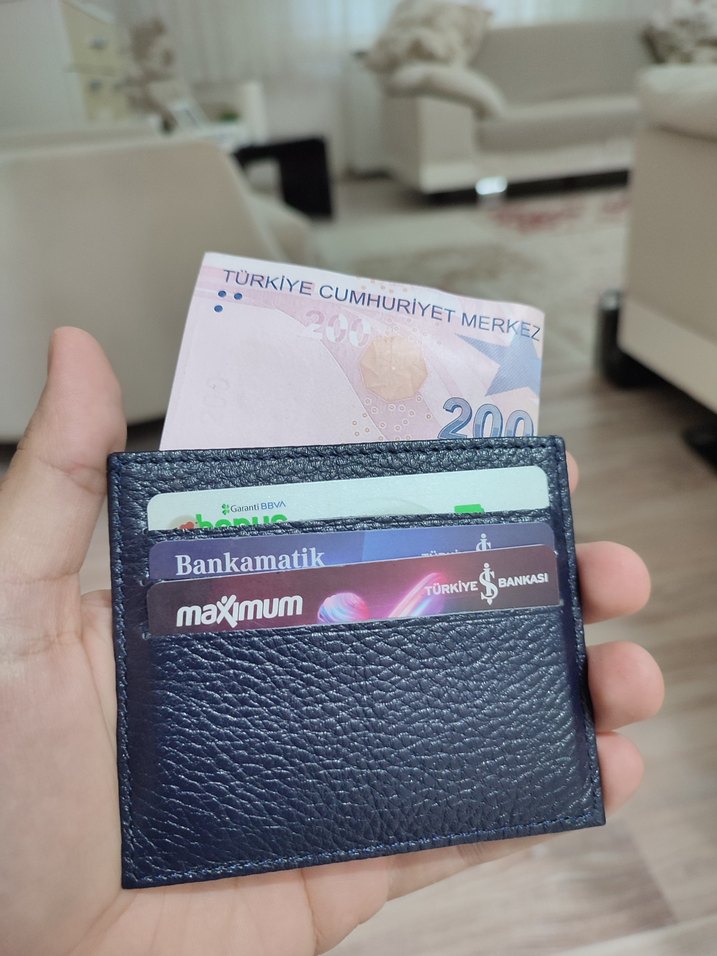 Lacivert Hakiki Deri Kartlık Cüzdan - Görsel 2