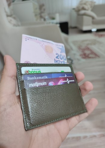 Hakiki Deri Erkek Kartlık Cüzdan Hâki - Görsel 2
