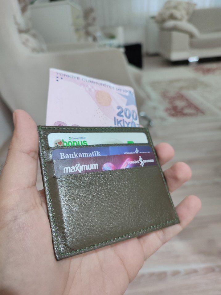 Hakiki Deri Erkek Kartlık Cüzdan Hâki - Görsel 2