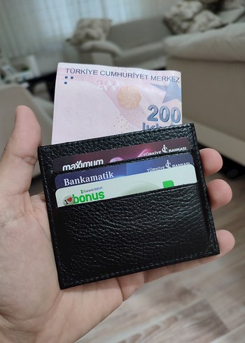 Siyah Hakiki Deri Kartlık - Görsel 2