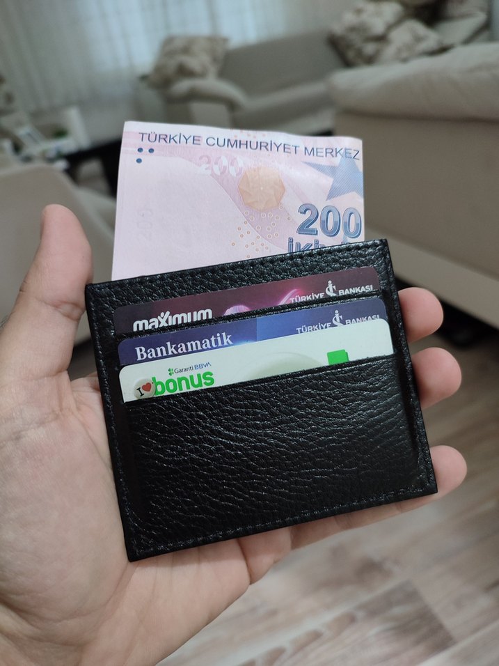 Siyah Hakiki Deri Kartlık - Görsel 2