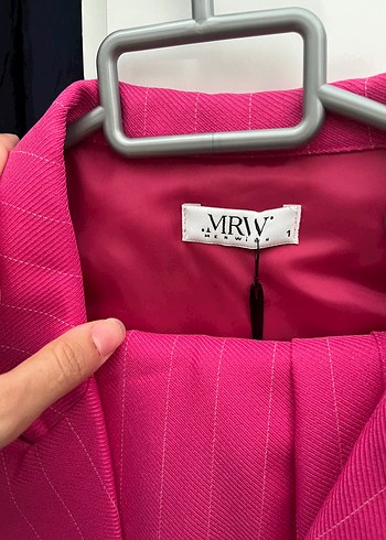 m Beden Pembe Çizgili Uzun Kadın Blazer Ceket