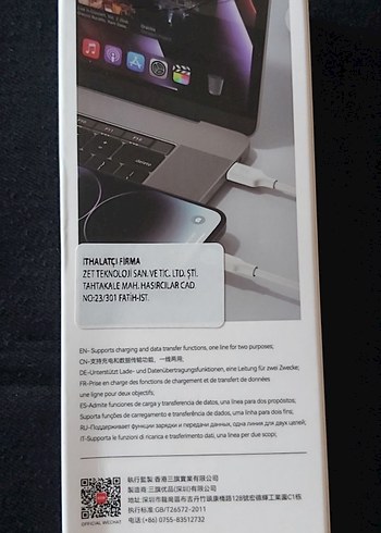 Orjinal 3A Yüksek Hızlı Şarj Destekli Beyaz USB Kablosu - Görsel 4