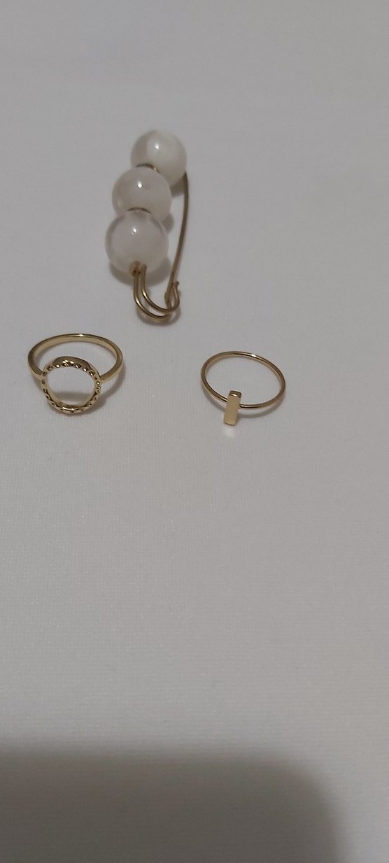 TAŞLI İNCİLİ BROŞ ve 2 Ad.TAŞLI YÜZÜK - Görsel 4