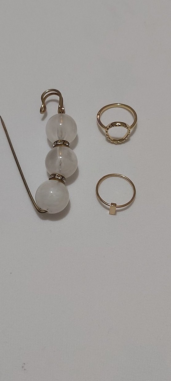 TAŞLI İNCİLİ BROŞ ve 2 Ad.TAŞLI YÜZÜK - Görsel 2