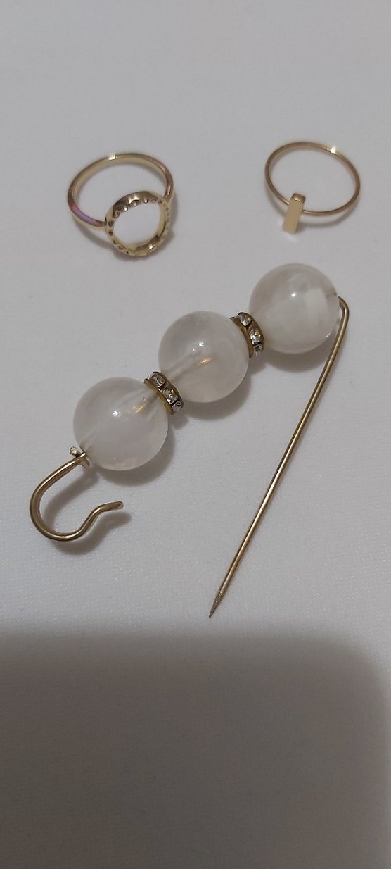 TAŞLI İNCİLİ BROŞ ve 2 Ad.TAŞLI YÜZÜK - Görsel 3