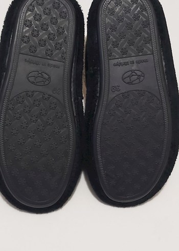 ÜNİSEX SİYAH,İÇİ YÜNLÜ EV AYAKKABISI - Görsel 5