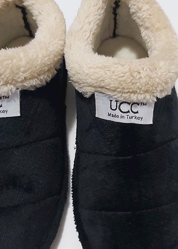 ÜNİSEX SİYAH,İÇİ YÜNLÜ EV AYAKKABISI - Görsel 2
