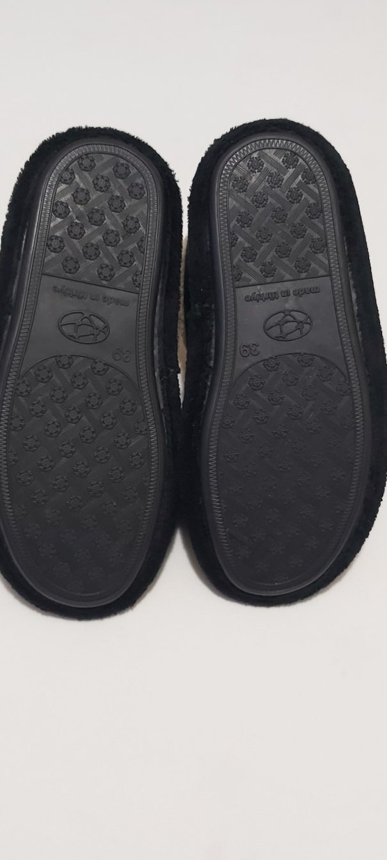 ÜNİSEX SİYAH,İÇİ YÜNLÜ EV AYAKKABISI - Görsel 5