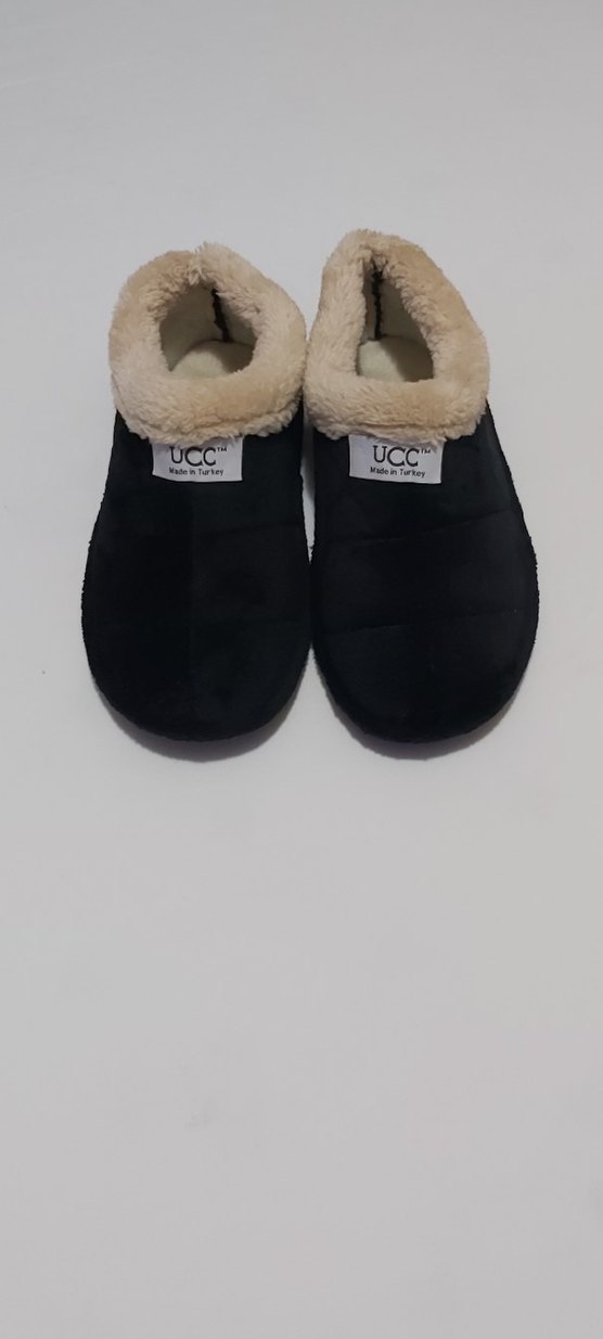 ÜNİSEX SİYAH,İÇİ YÜNLÜ EV AYAKKABISI - Görsel 3