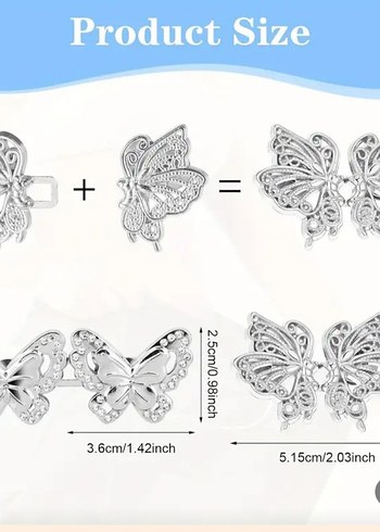 3 Adet TAŞLI KELEBEK BROŞ ve BEL DARALTMA SETİ - Görsel 2