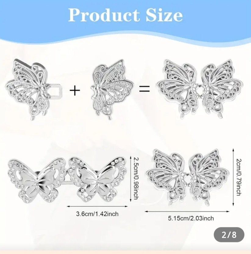 3 Adet TAŞLI KELEBEK BROŞ ve BEL DARALTMA SETİ - Görsel 2