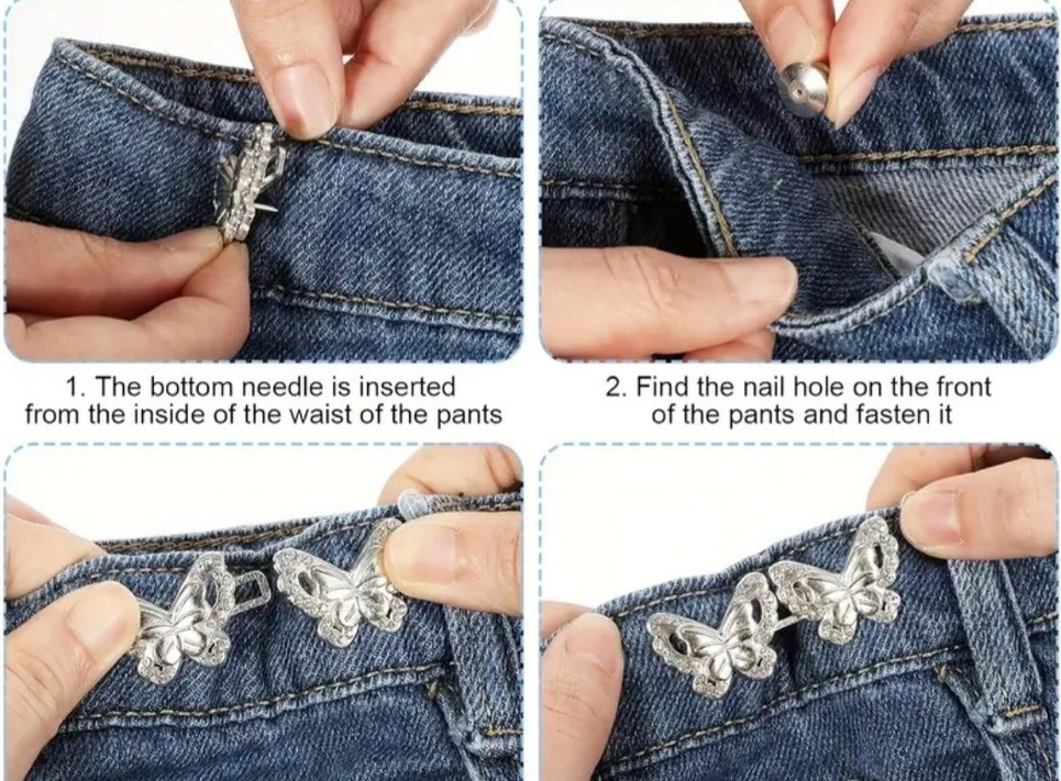 3 Adet TAŞLI KELEBEK BROŞ ve BEL DARALTMA SETİ - Görsel 5