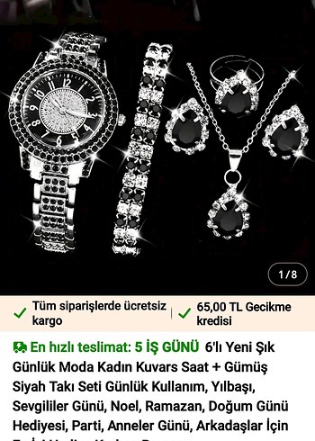 6 PARÇA SAATLİ TAKI SETİ