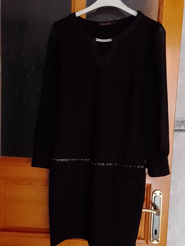 Siyah şık kısa Elbise - Görsel 5