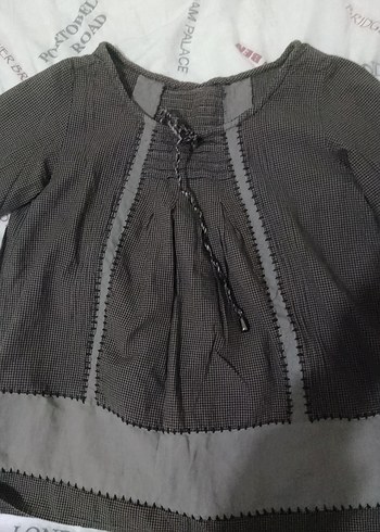 Nakışlı Bohem Gri Uzun Kollu Kız Bluzu - Görsel 2