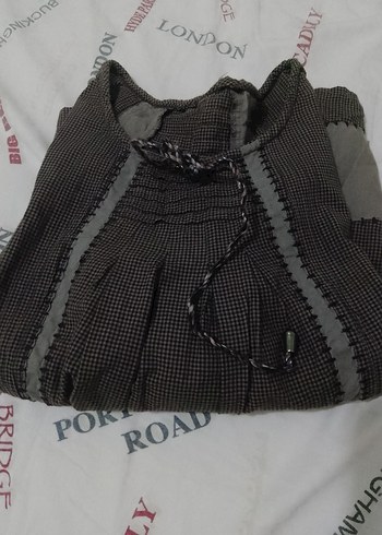 Nakışlı Bohem Gri Uzun Kollu Kız Bluzu - Görsel 3