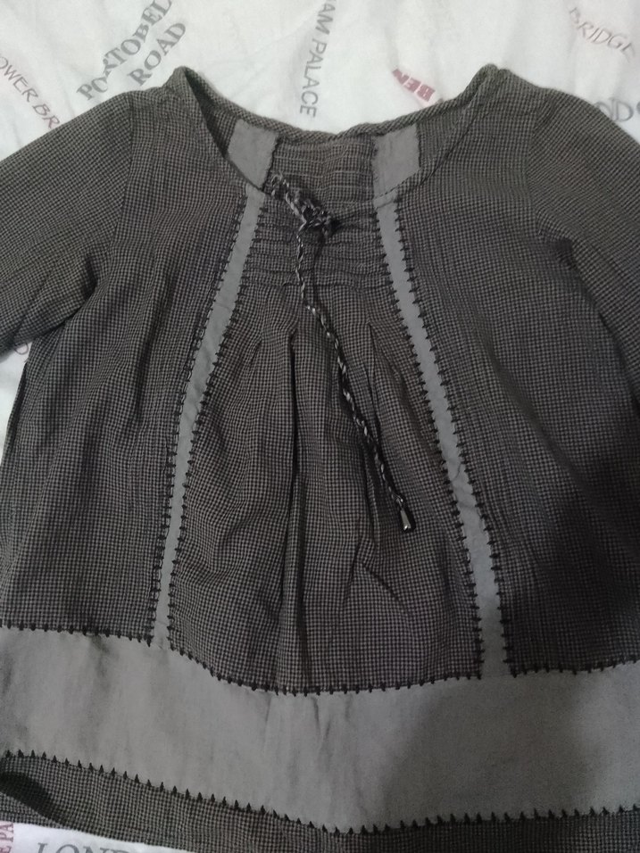 Nakışlı Bohem Gri Uzun Kollu Kız Bluzu - Görsel 2