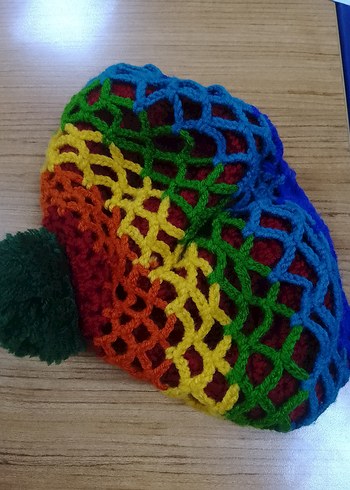 Renkli Örgü Kadın Bere(el örgüsü) - Görsel 3