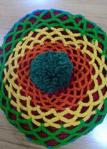 Renkli Örgü Kadın Bere(el örgüsü) - Görsel 5