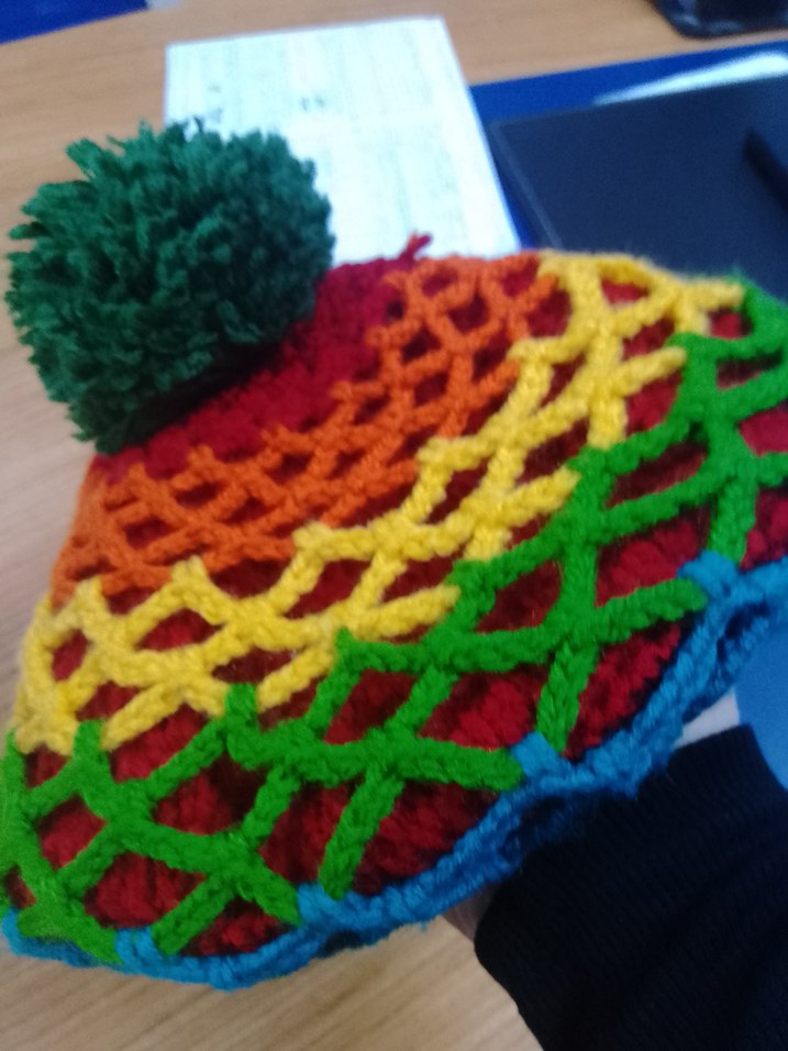 Renkli Örgü Kadın Bere(el örgüsü) - Görsel 4