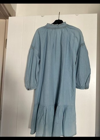 Zara Uzun Denim Bohem Elbise