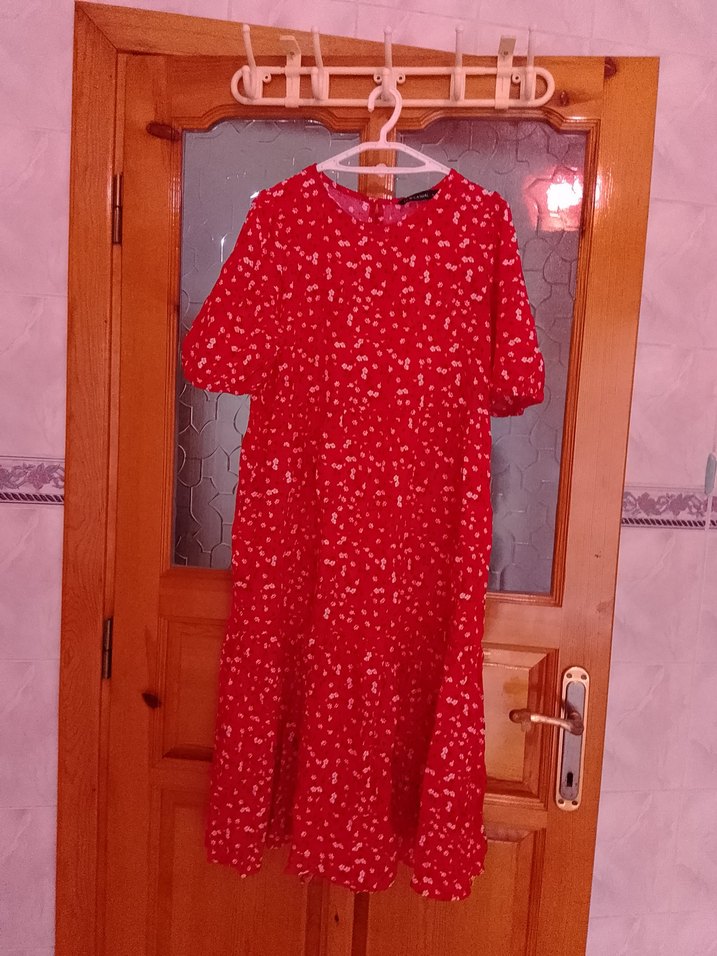 Bohem Kırmızı Midi Elbise - Görsel 2