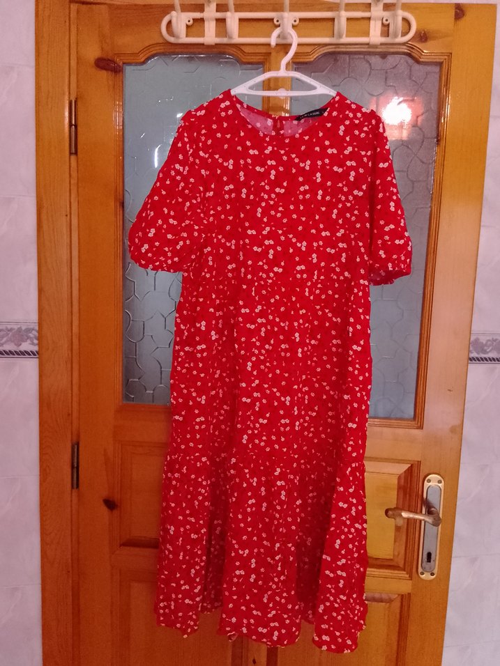 Bohem Kırmızı Midi Elbise - Görsel 5