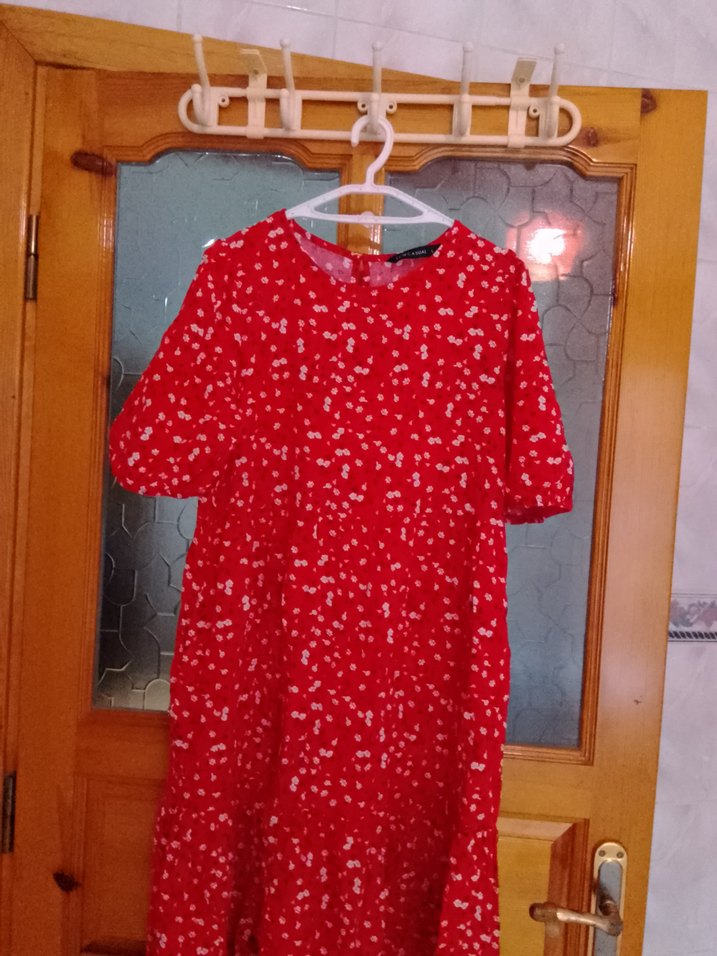 Bohem Kırmızı Midi Elbise - Görsel 3