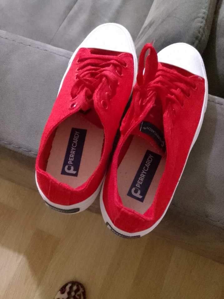 Kırmızı Düz Tabanlı Kadın Spor Ayakkabı - Görsel 2