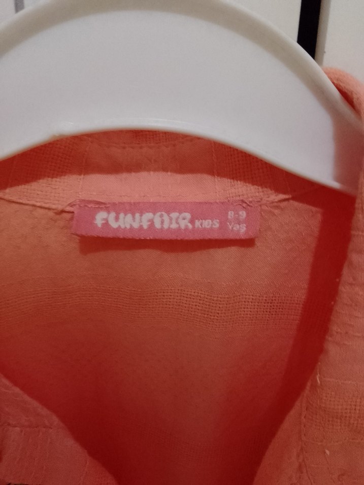 Kız Çocuk Pembe Nakışlı Kısa Kollu Elbise - Görsel 2