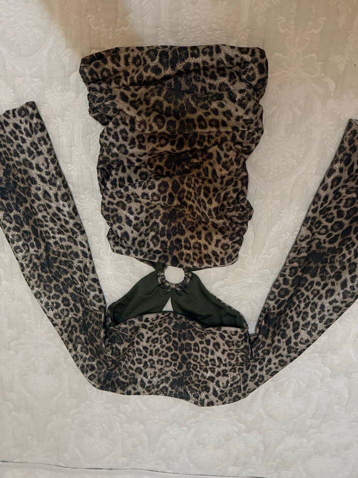 Sırt dekolteli leoparlı mini elbise - Görsel 5