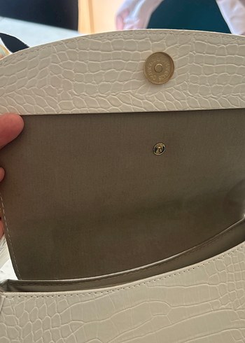 Kemerli Beyaz Yılan Derisi Desenli Kadın Çanta - Görsel 7