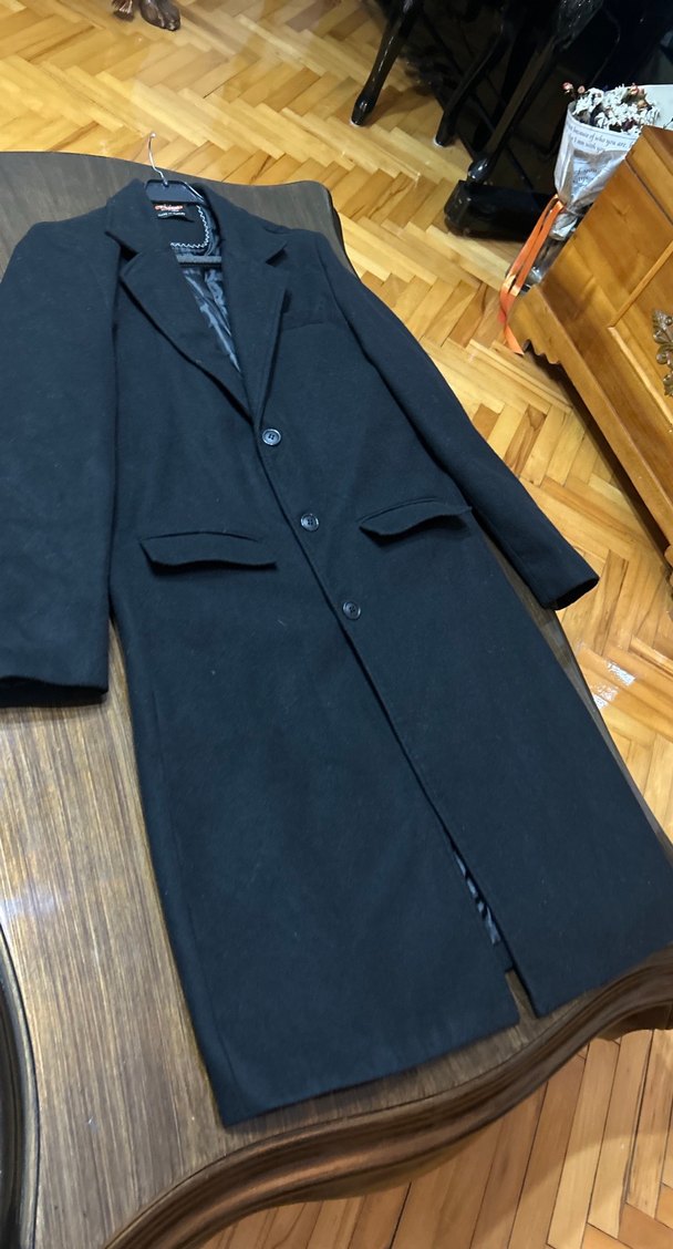 Düğmeli Siyah Erkek Midi Kaban - Görsel 4