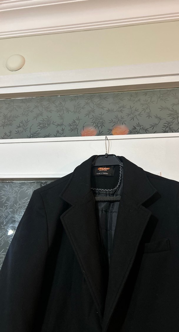 Düğmeli Siyah Erkek Midi Kaban - Görsel 2