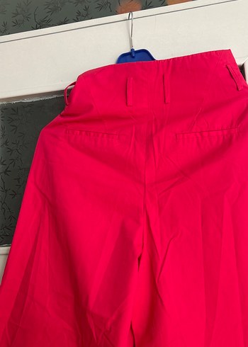 Kırmızı Pilili Midi Kadın Kumaş Pantolon - Görsel 6