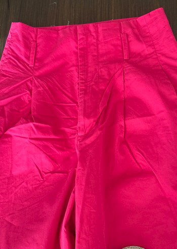 Kırmızı Pilili Midi Kadın Kumaş Pantolon - Görsel 9