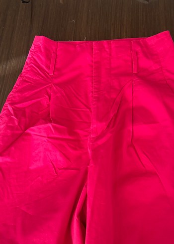 Kırmızı Pilili Midi Kadın Kumaş Pantolon - Görsel 8