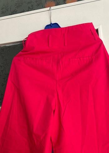 Kırmızı Pilili Midi Kadın Kumaş Pantolon - Görsel 5