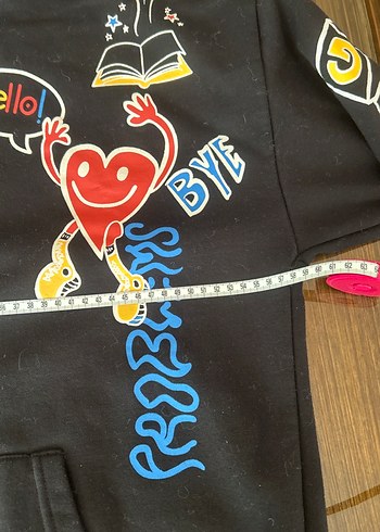 Siyah Baskılı Kapüşonlu Sweatshirt - Görsel 6