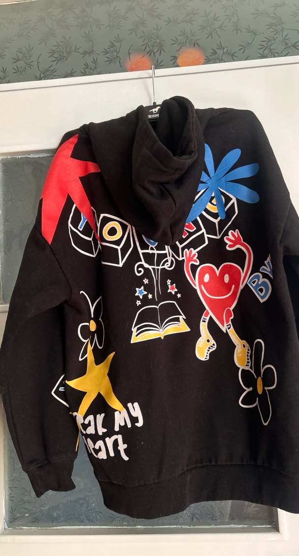 Siyah Baskılı Kapüşonlu Sweatshirt - Görsel 4