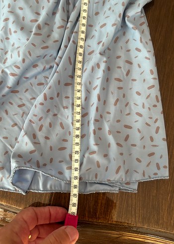 Mavi Uzun Askısız Salaş Elbise - Görsel 8