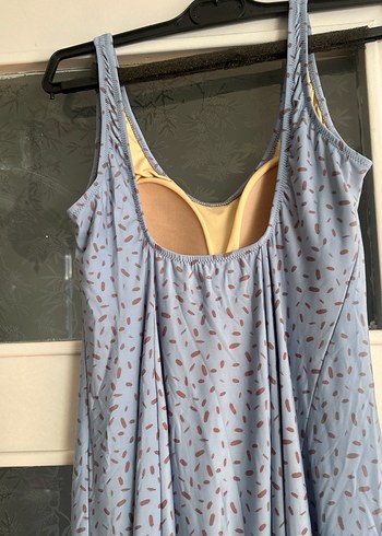 Mavi Uzun Askısız Salaş Elbise - Görsel 5