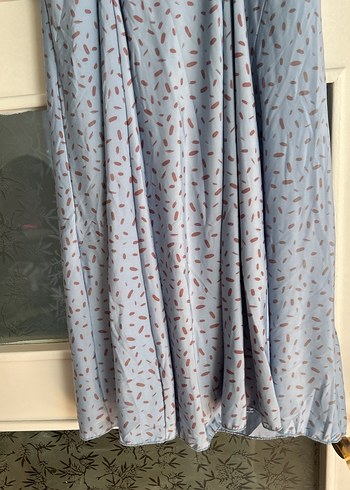 Mavi Uzun Askısız Salaş Elbise - Görsel 6