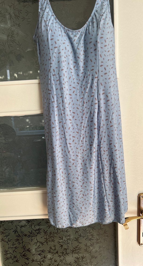 Mavi Uzun Askısız Salaş Elbise - Görsel 2